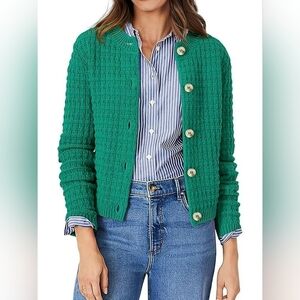 Green Women's Textured Button-Up Sweater Cardigan